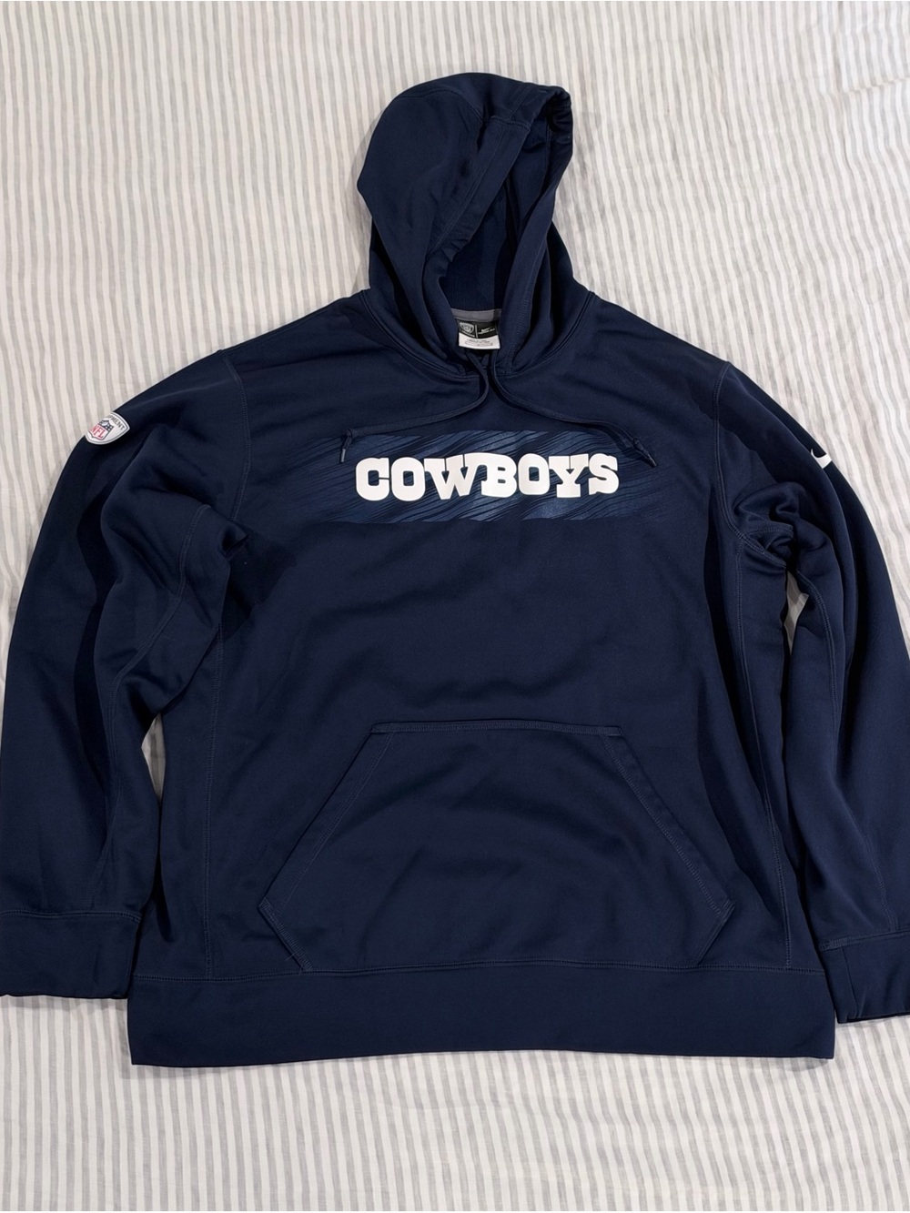Nike Dallas Cowboys Navy Pullover Hoodie with White Cowboys Logo